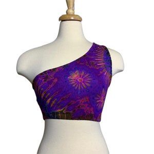 Women's Tie-dye Stretchy Short Sleeve Crop-top
